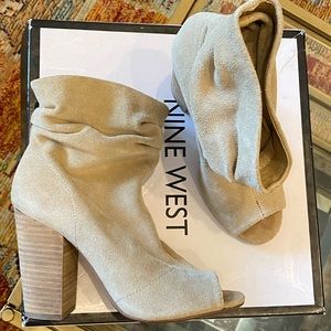 Nine West Suede leather open toe bootie sz 7